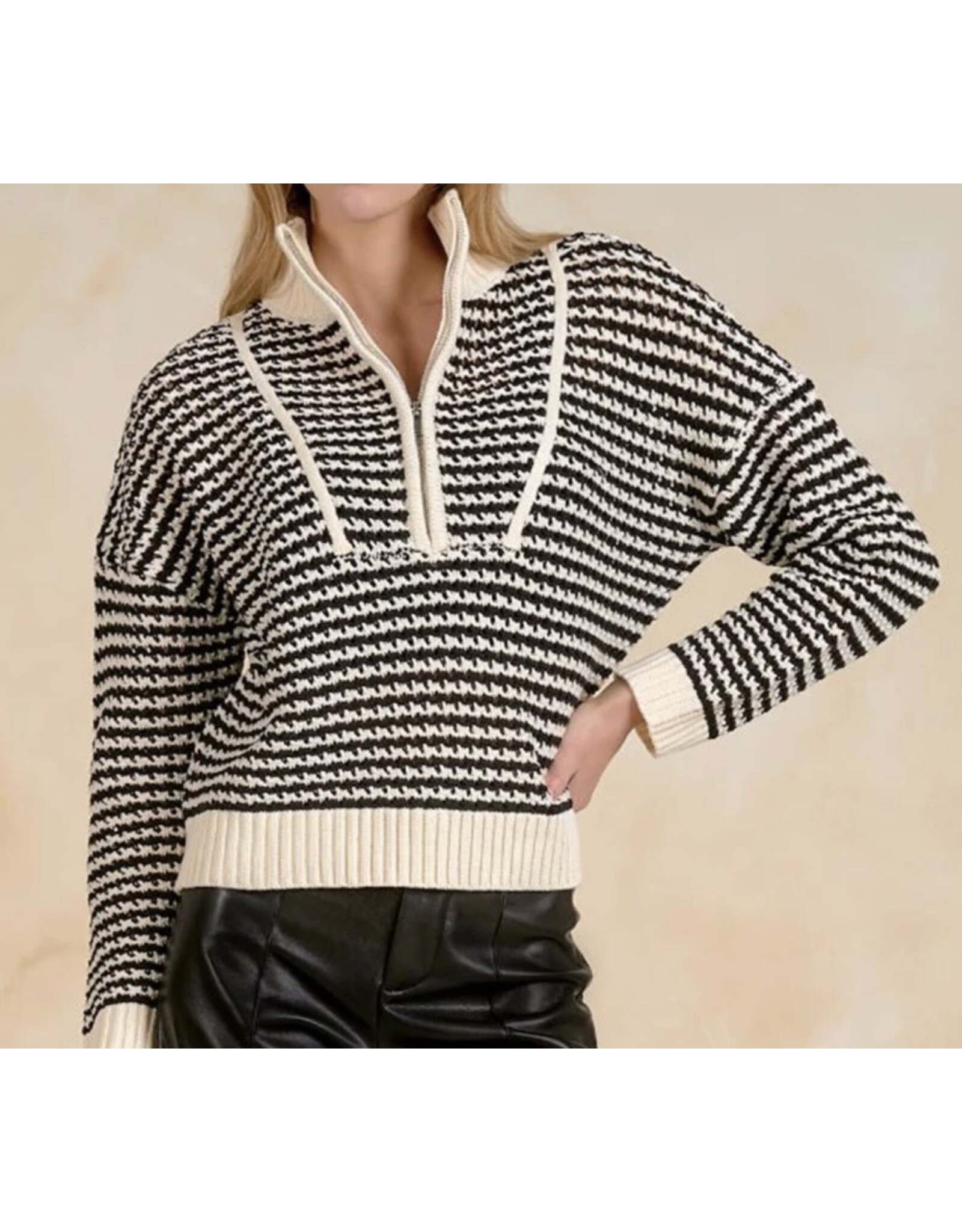 Elan Elan 1/4 zip black/white sweater