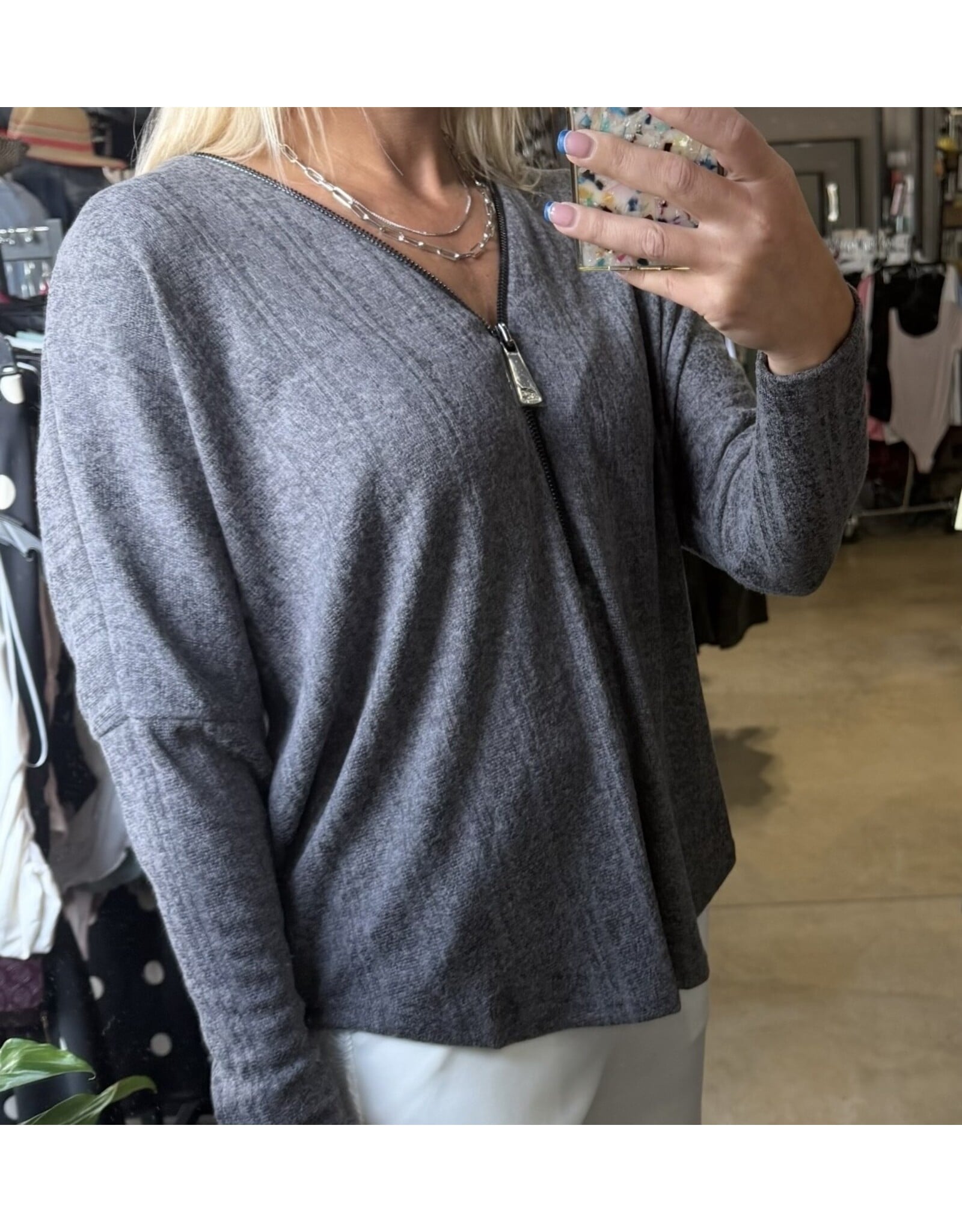 Ariella Popular dolman sleeve zipper top