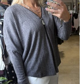 Ariella Popular dolman sleeve zipper top