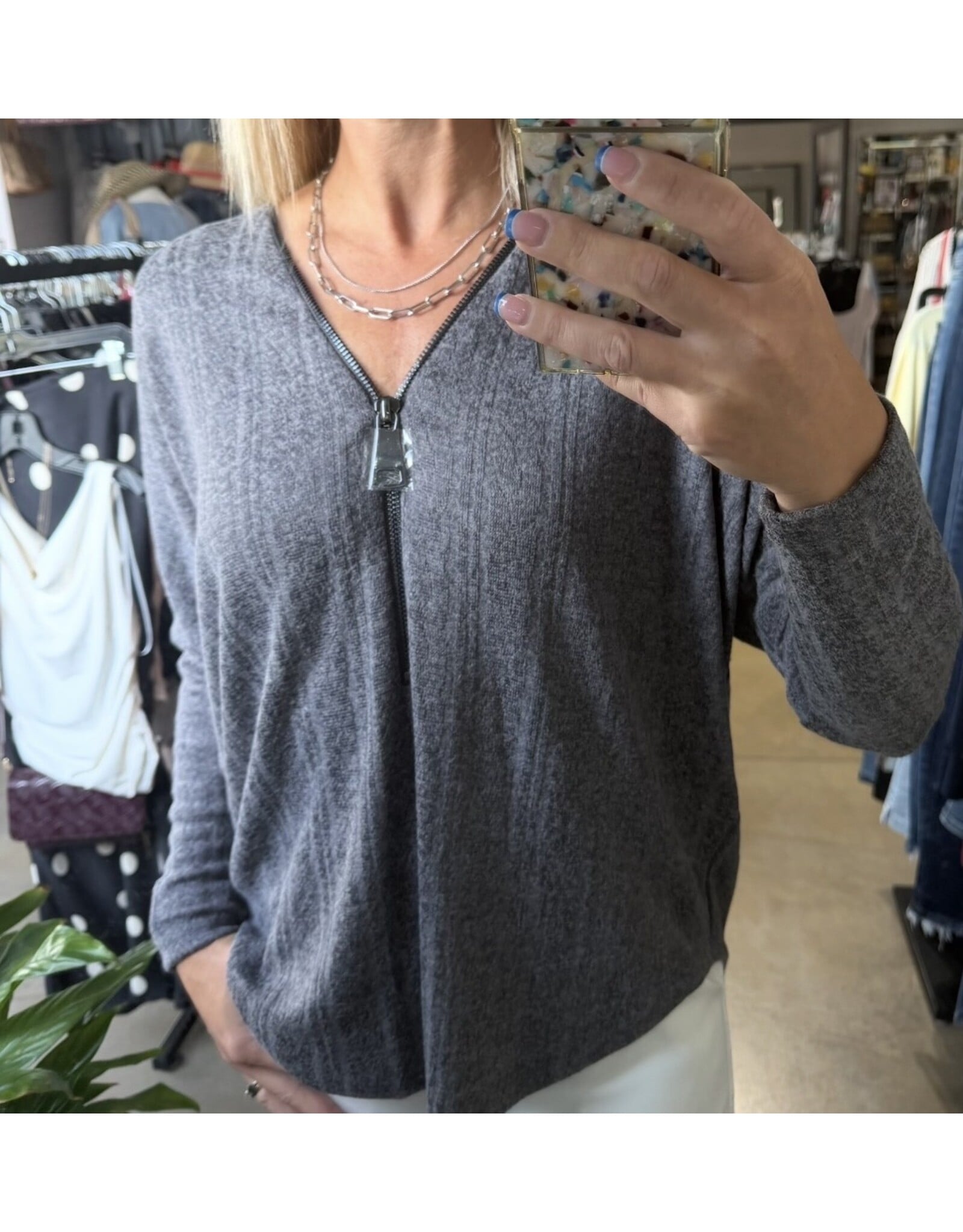 Ariella Popular dolman sleeve zipper top