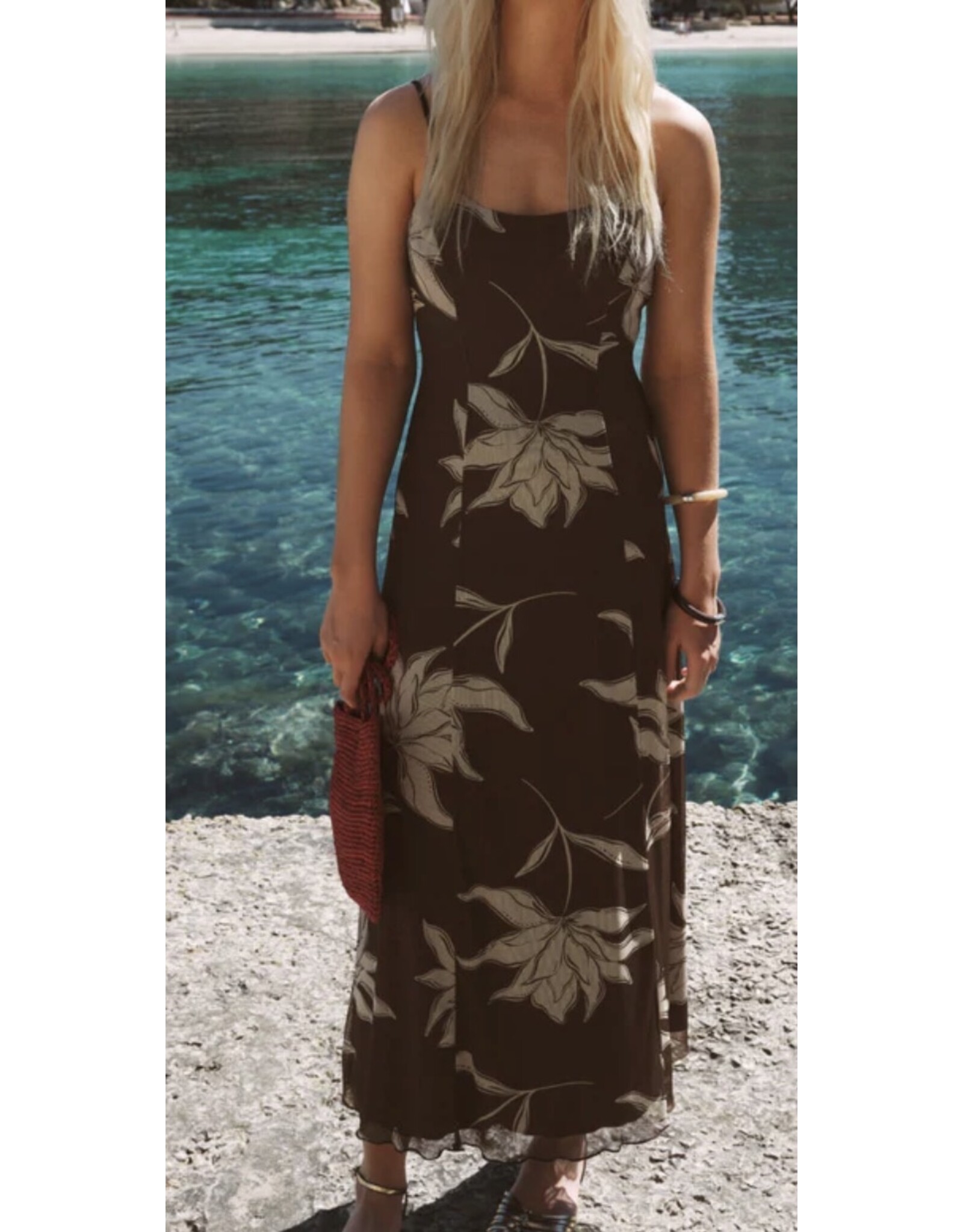 ZSupply Charisma Floral Midi Dress Dark Chocolate