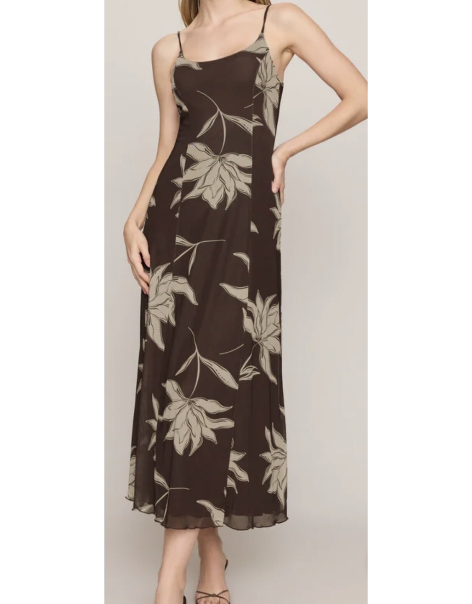 ZSupply Charisma Floral Midi Dress Dark Chocolate