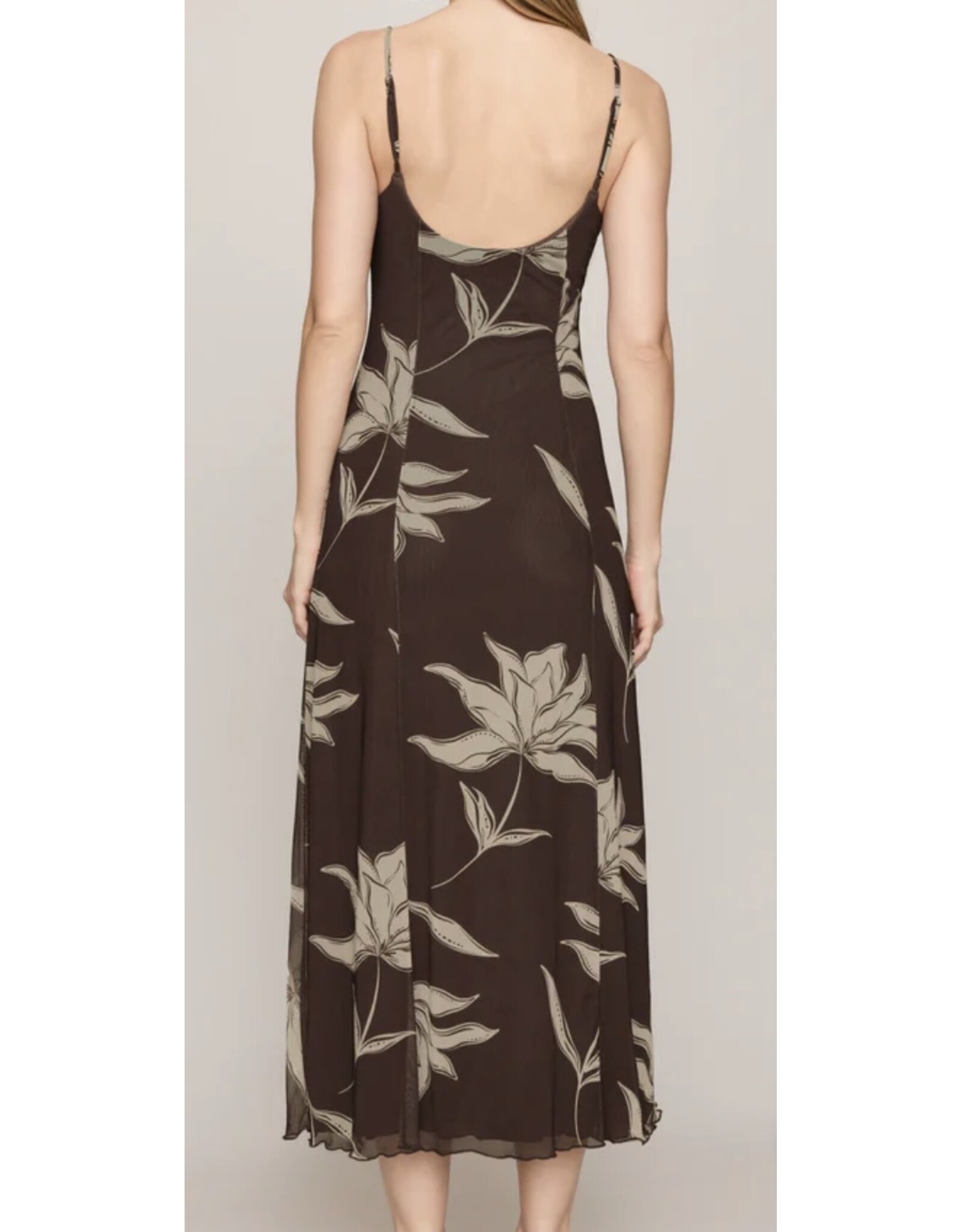 ZSupply Charisma Floral Midi Dress Dark Chocolate