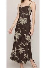 ZSupply Charisma Floral Midi Dress Dark Chocolate