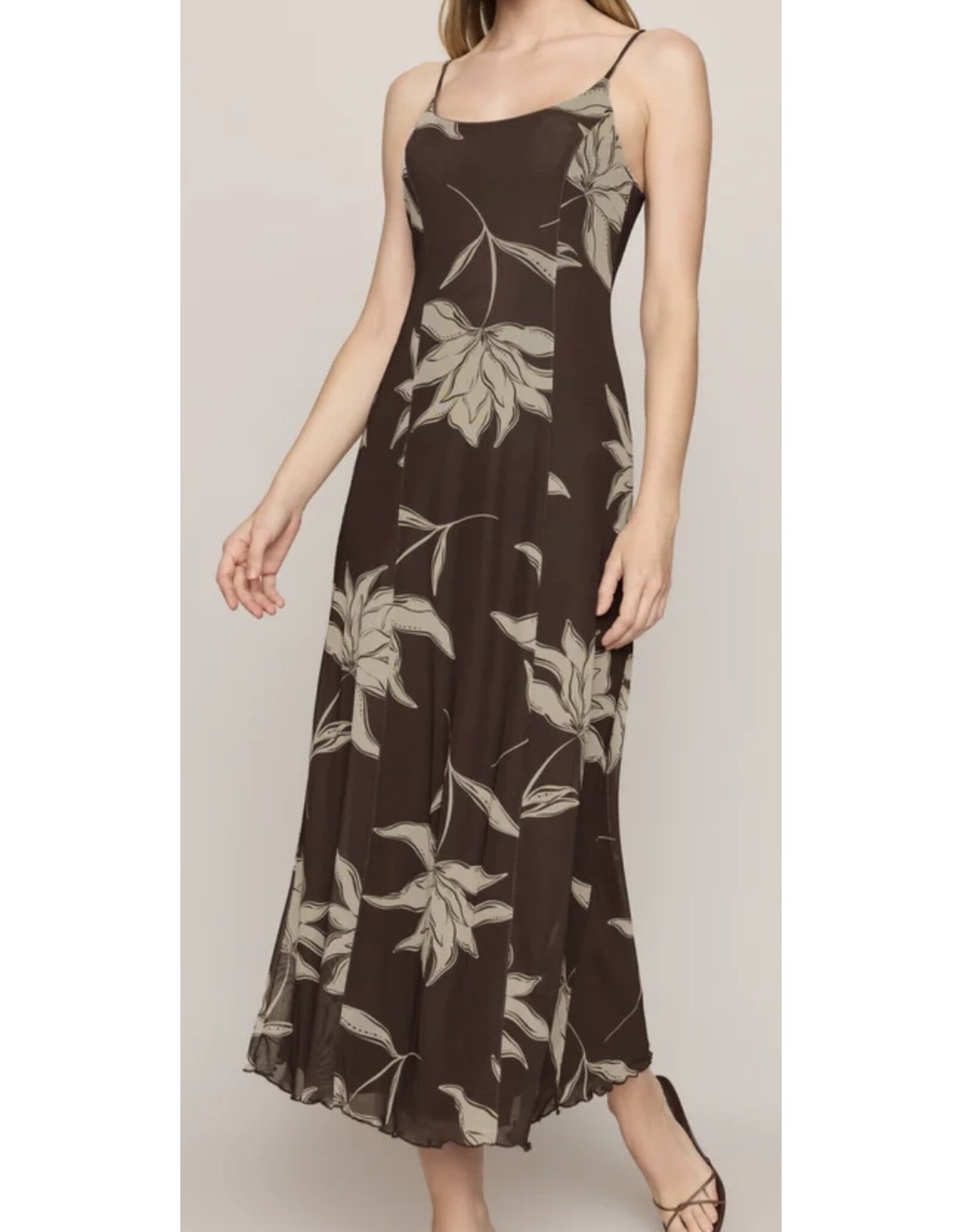 ZSupply Charisma Floral Midi Dress Dark Chocolate