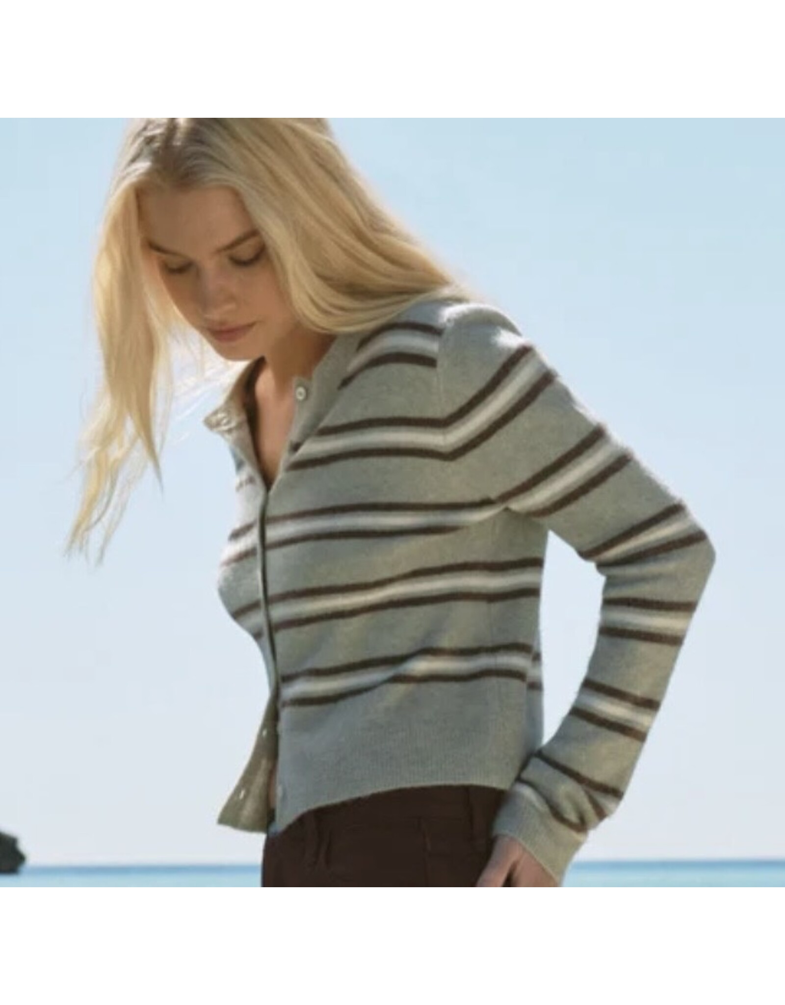 ZSupply Medina Stripe Cardigan Aqua Cloud