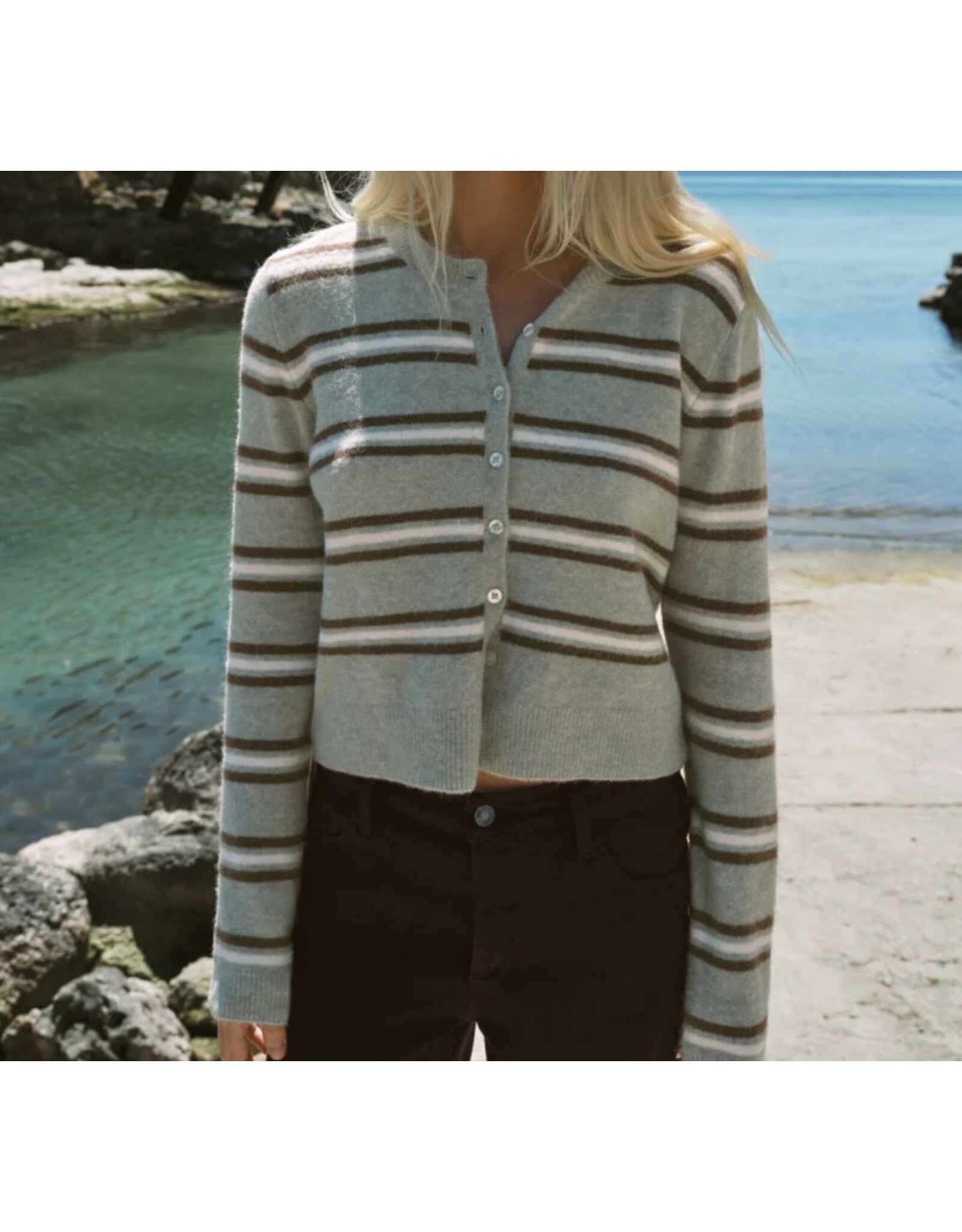 ZSupply Medina Stripe Cardigan Aqua Cloud
