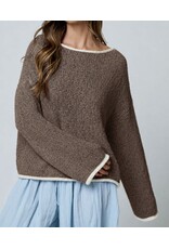 Blu pepper Boat Neck Contrast Trim Sweater