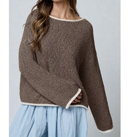 Blu pepper Boat Neck Contrast Trim Sweater