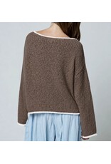 Blu pepper Boat Neck Contrast Trim Sweater