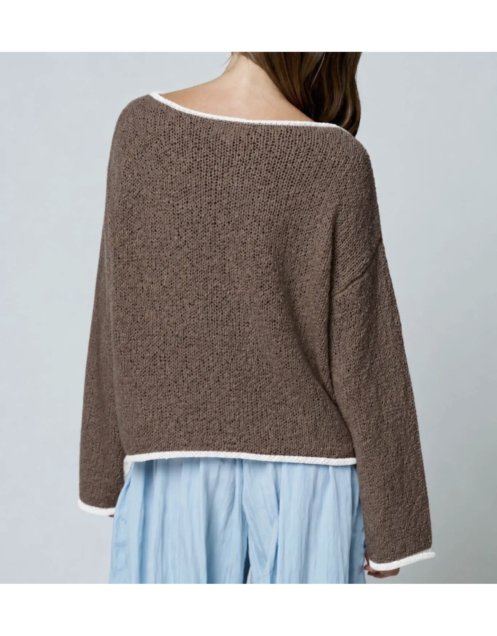 Blu pepper Boat Neck Contrast Trim Sweater