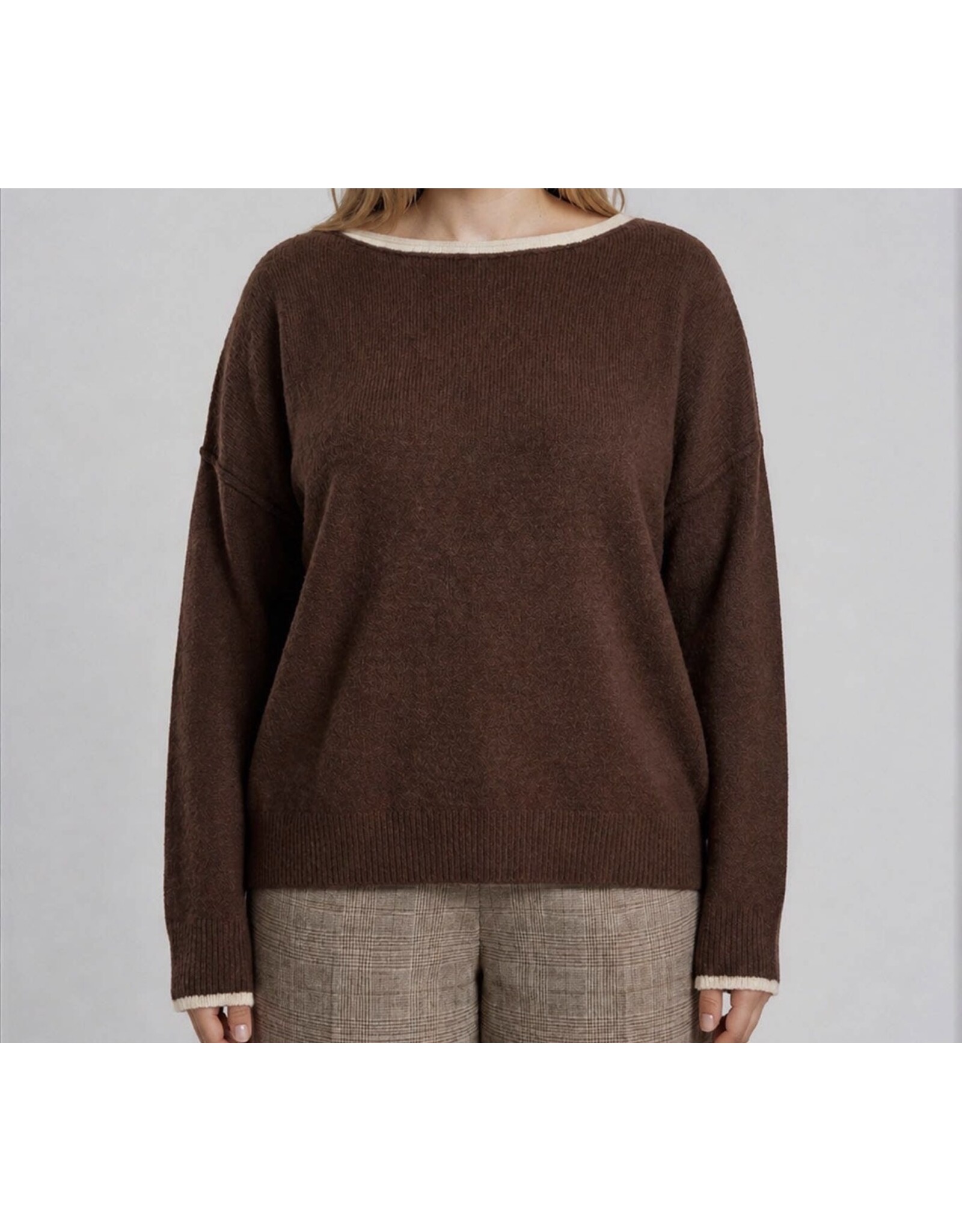 Blu pepper Boat Neck Contrast Trim Sweater
