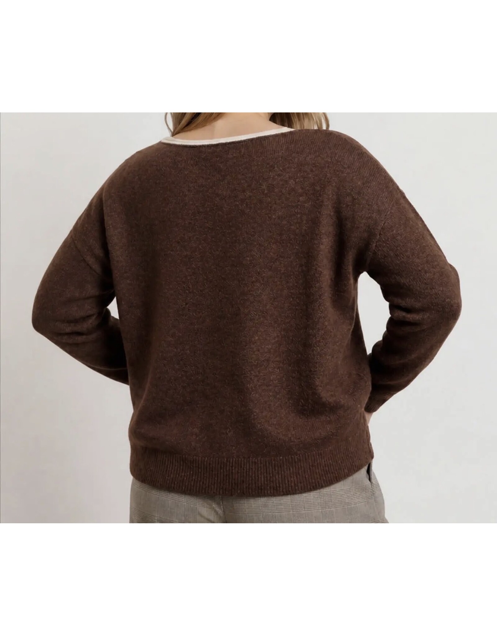 Blu pepper Boat Neck Contrast Trim Sweater