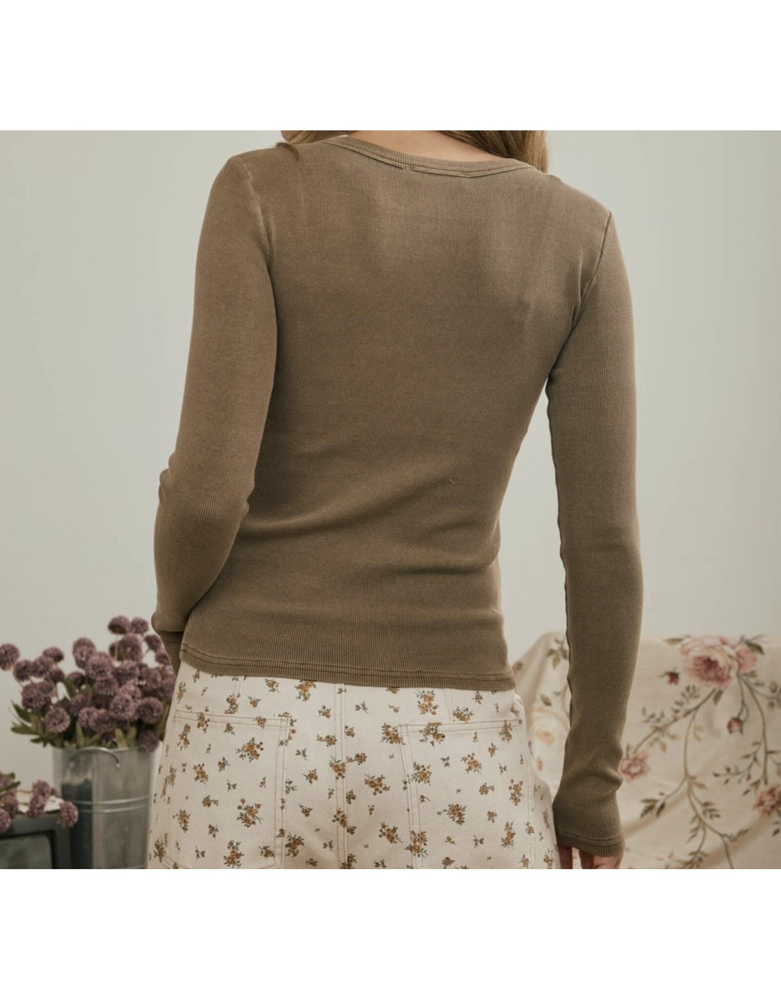 Blu pepper Button Front L/S Knit Top