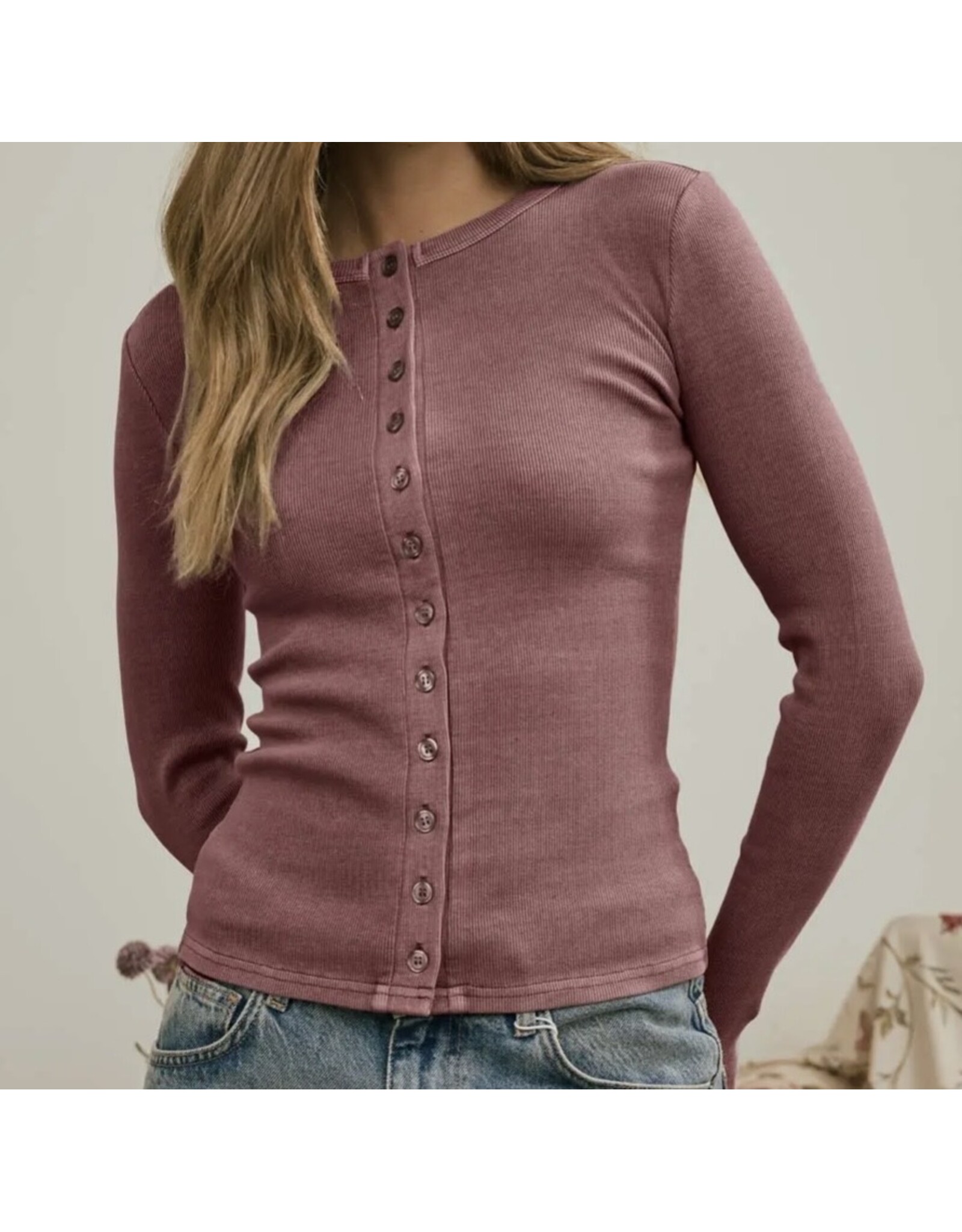 Blu pepper Button Front L/S Knit Top