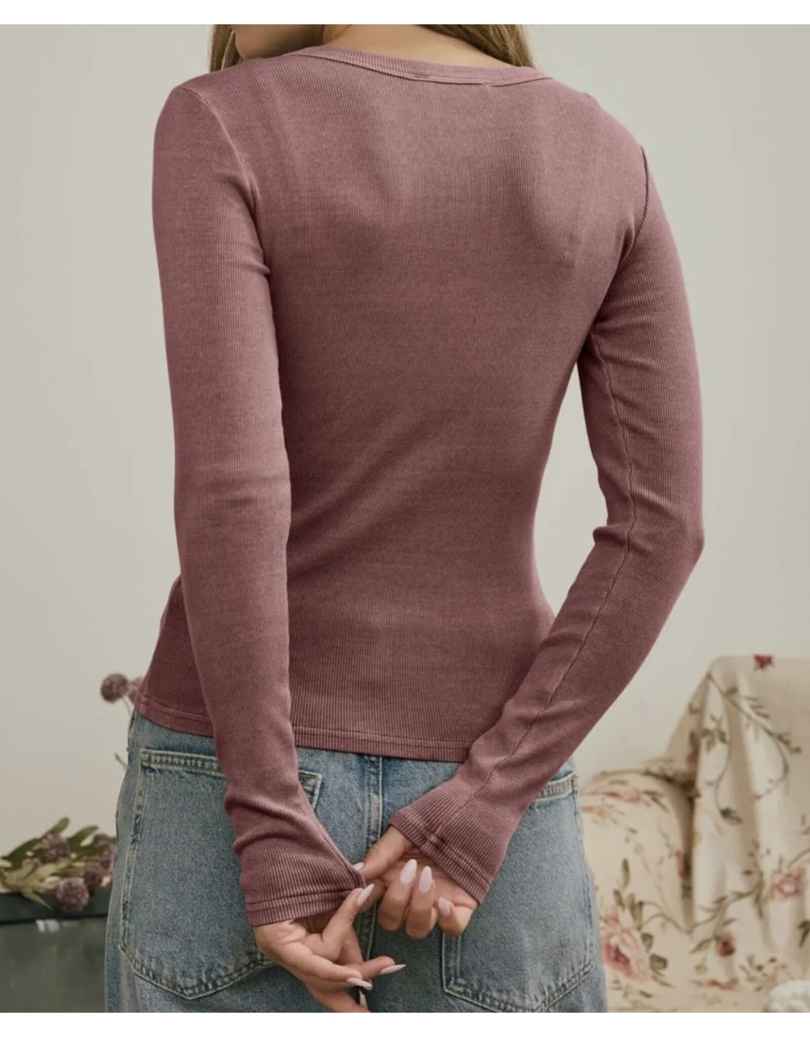 Blu pepper Button Front L/S Knit Top