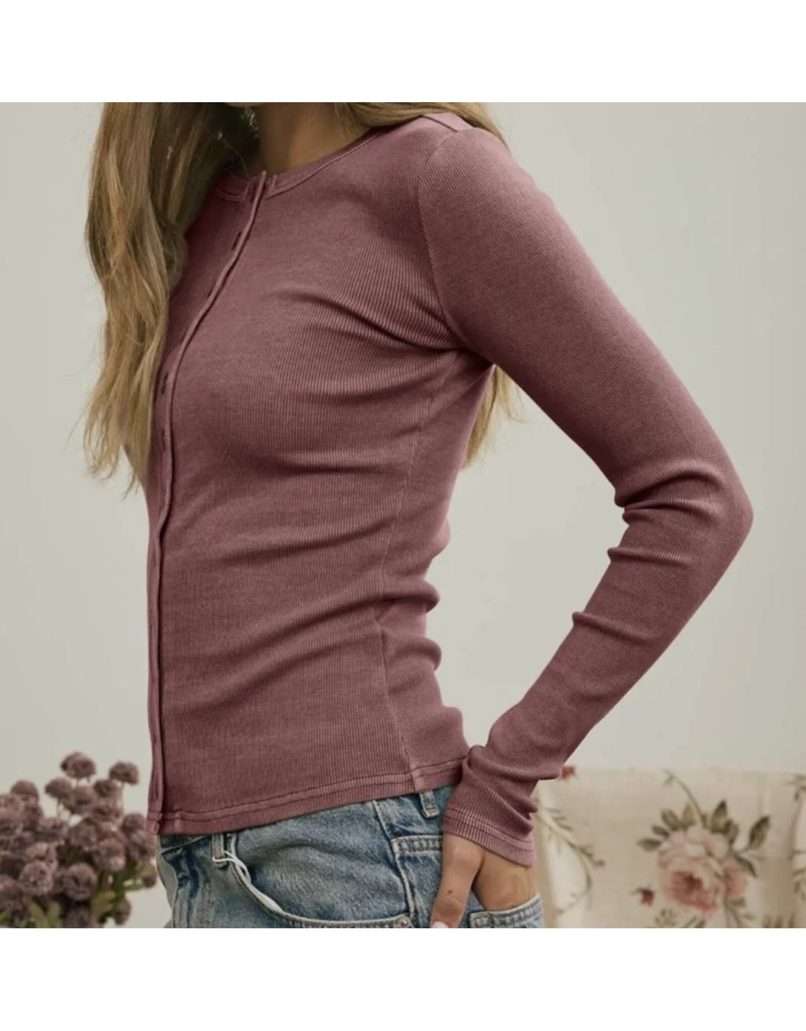 Blu pepper Button Front L/S Knit Top