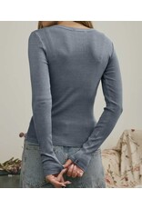 Blu pepper Button Front L/S Knit Top