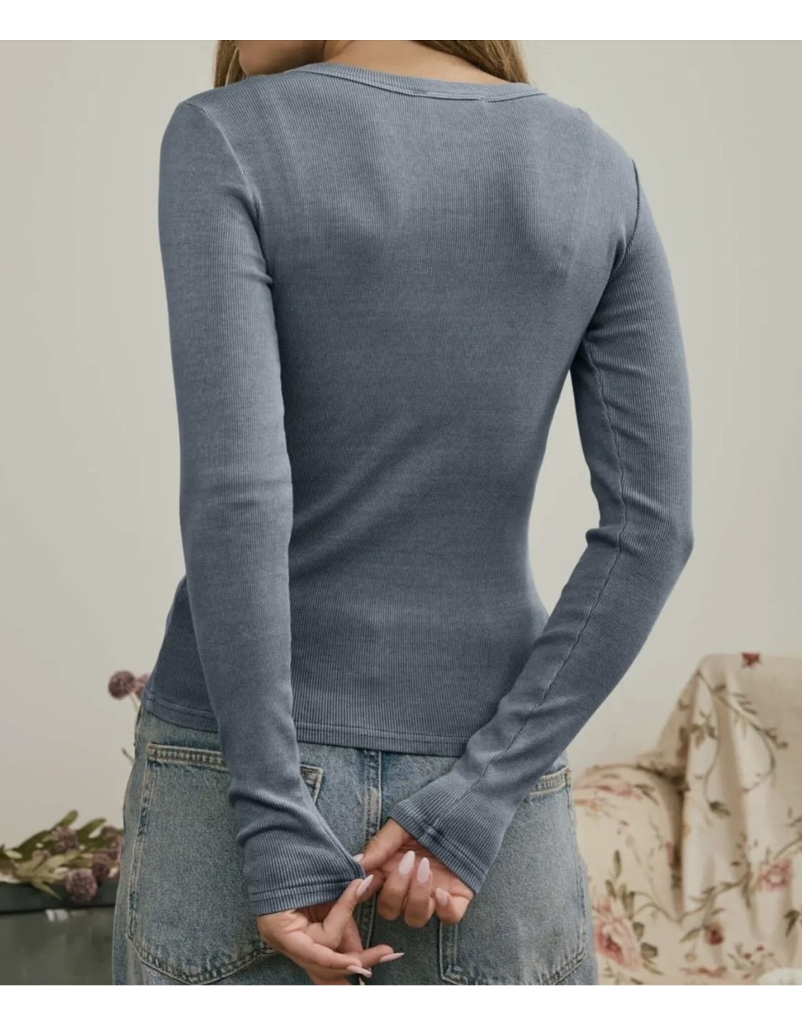 Blu pepper Button Front L/S Knit Top
