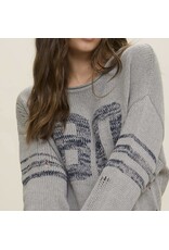 Blu pepper Distressed L/S Varsity Knit Top