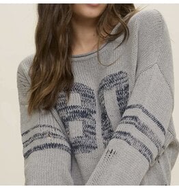 Blu pepper Distressed L/S Varsity Knit Top