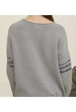 Blu pepper Distressed L/S Varsity Knit Top