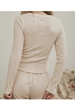 Blu pepper Ribbed Henley Knit Top