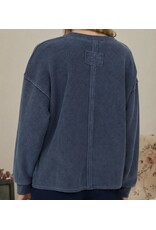 Blu pepper Henley boxy L/S knit top