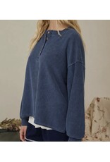 Blu pepper Henley boxy L/S knit top