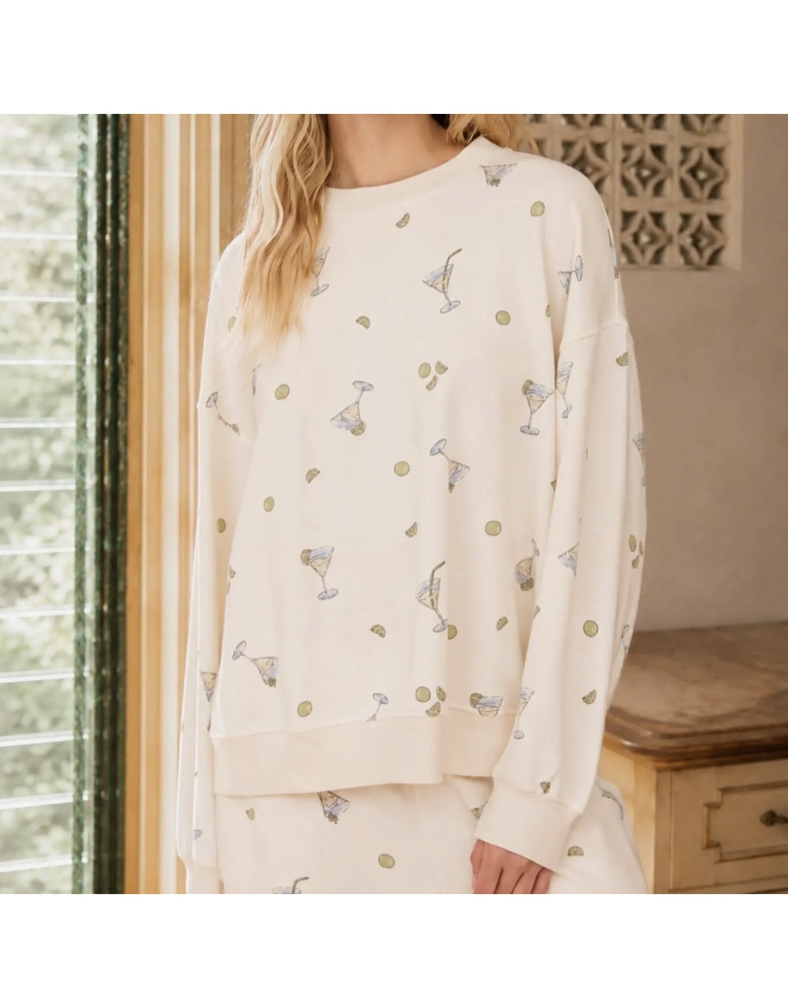 Blu pepper Martini Motif Crew Top