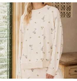 Blu pepper Martini Motif Crew Top