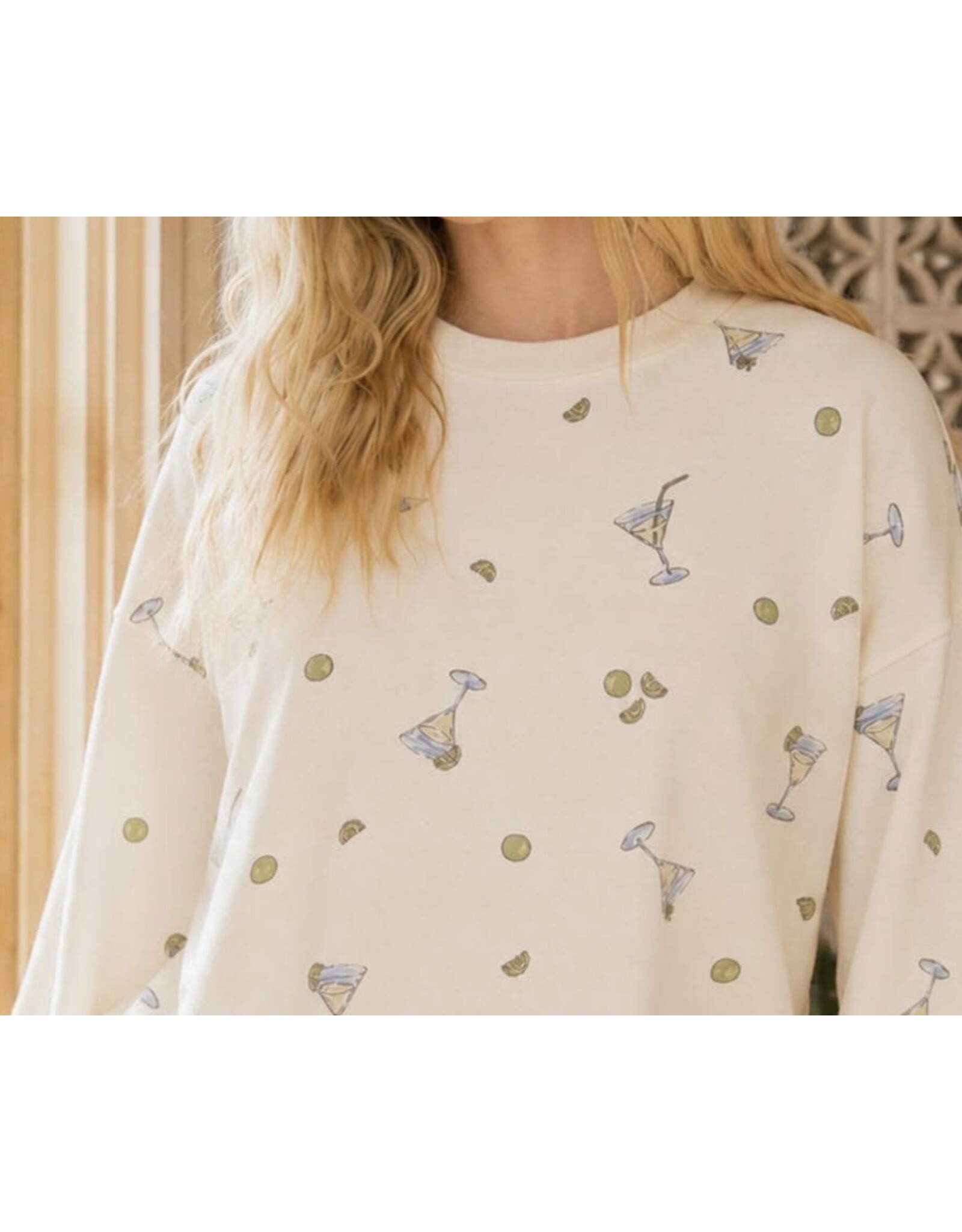 Blu pepper Martini Motif Crew Top