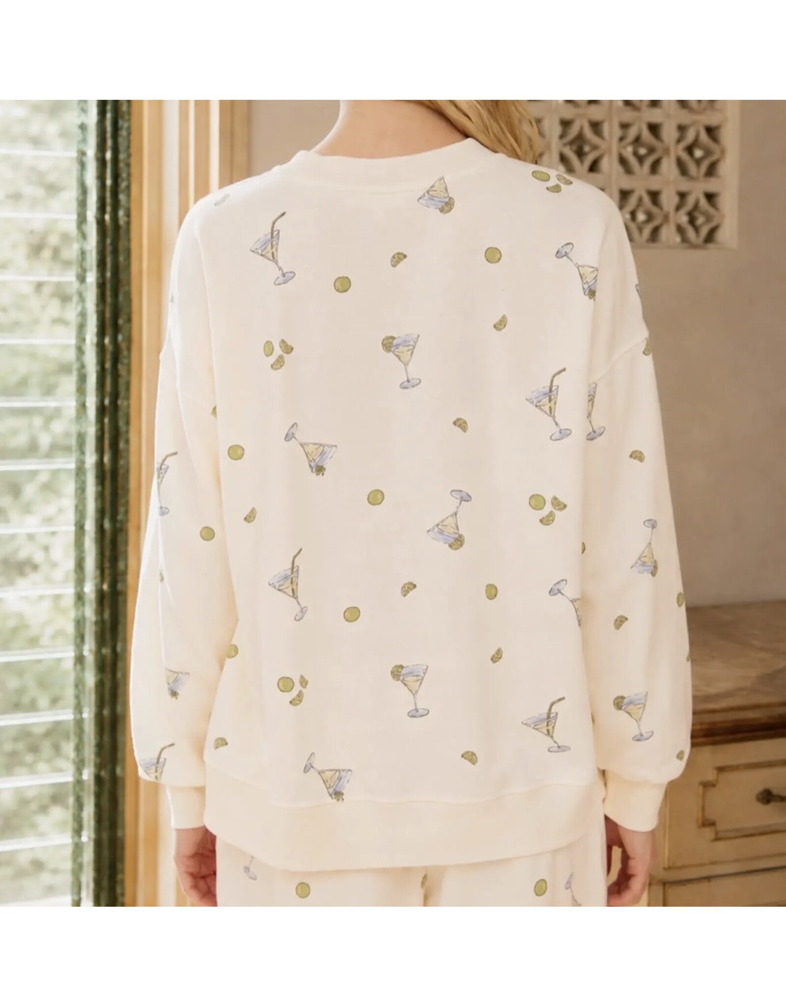 Blu pepper Martini Motif Crew Top