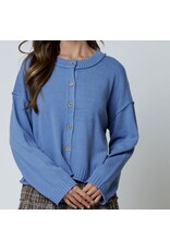 Blu pepper Raw Edge Exposed Seam Cardigan