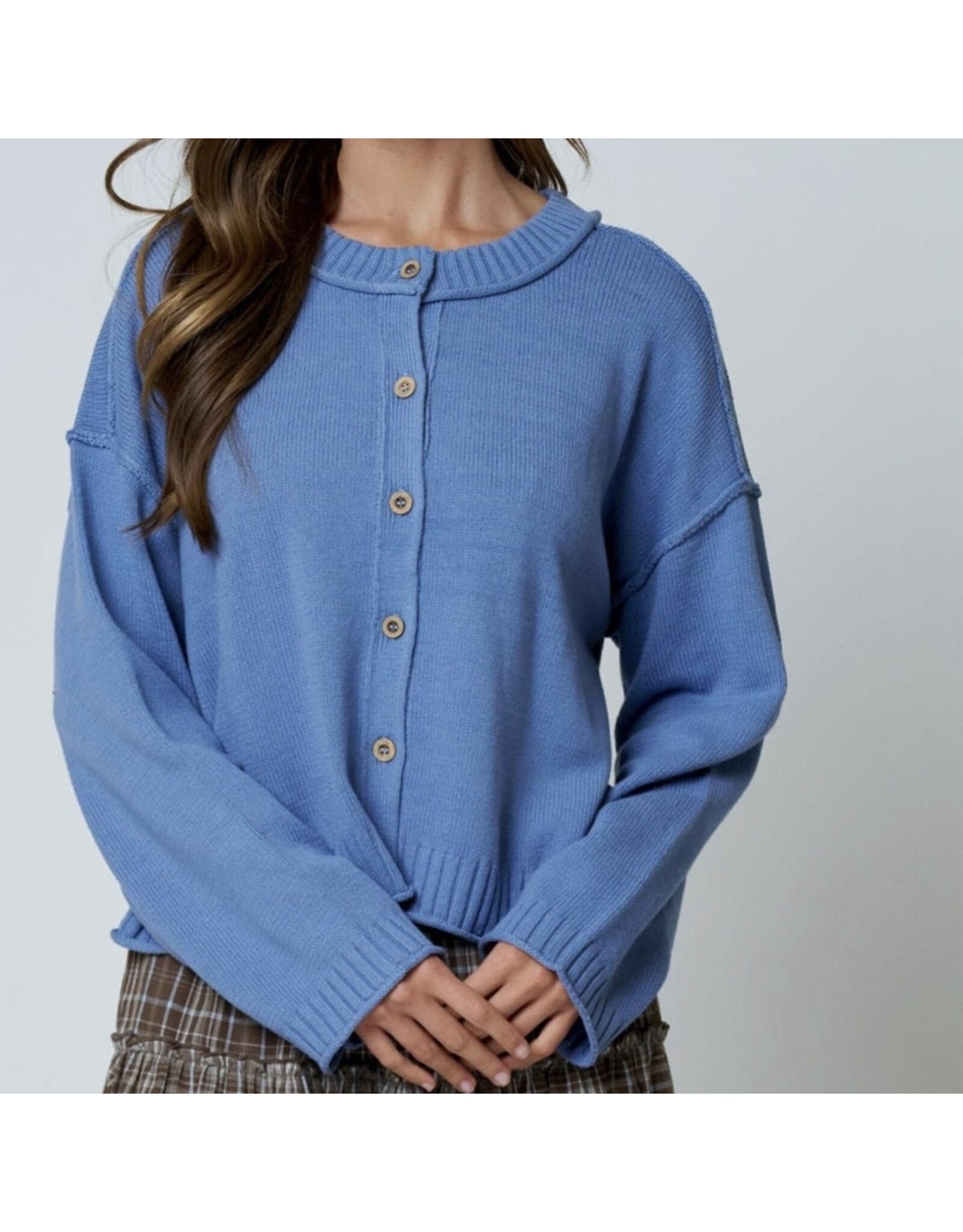 Blu pepper Raw Edge Exposed Seam Cardigan