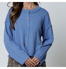 Blu pepper Raw Edge Exposed Seam Cardigan