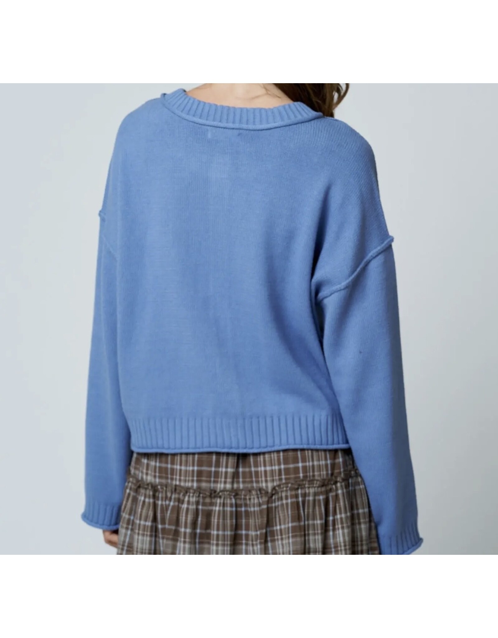 Blu pepper Raw Edge Exposed Seam Cardigan