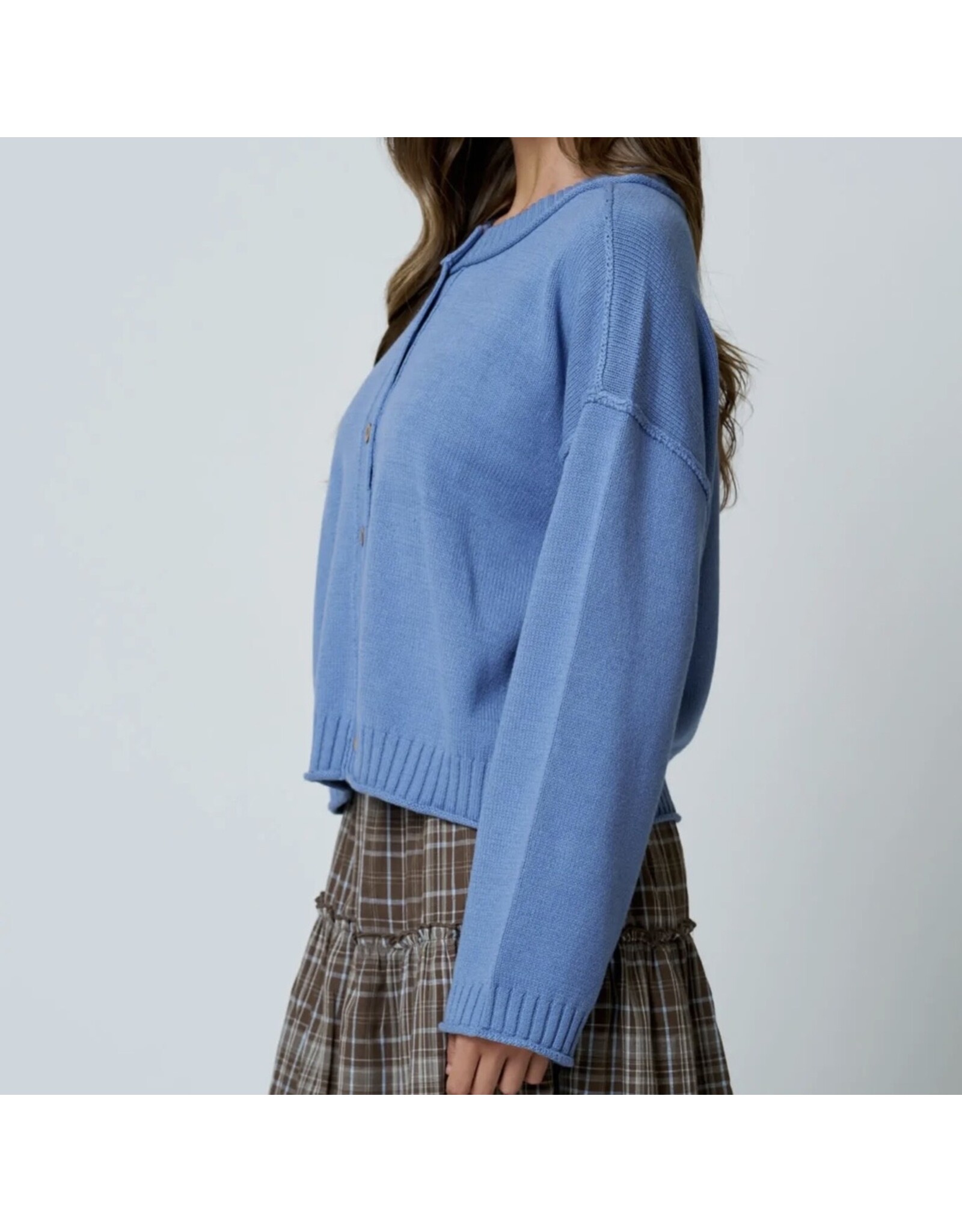 Blu pepper Raw Edge Exposed Seam Cardigan