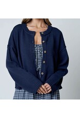 Blu pepper Raw Edge Exposed Seam Cardigan