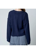 Blu pepper Raw Edge Exposed Seam Cardigan