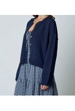 Blu pepper Raw Edge Exposed Seam Cardigan