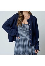 Blu pepper Raw Edge Exposed Seam Cardigan