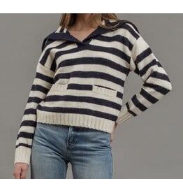 Blu pepper Stripe Sailor Collar Sweater