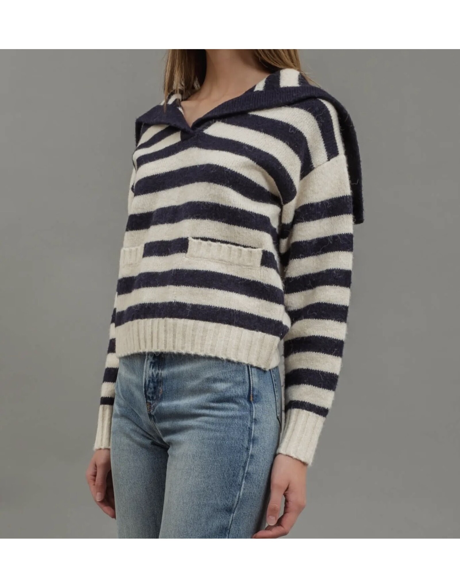 Blu pepper Stripe Sailor Collar Sweater