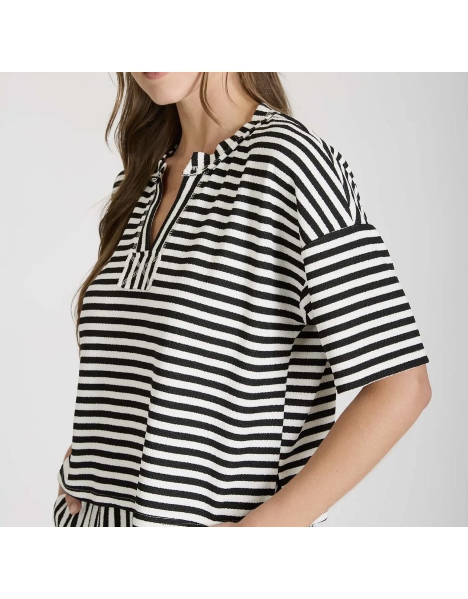 Blu pepper Stripe s/s boxy knit top