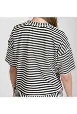 Blu pepper Stripe s/s boxy knit top