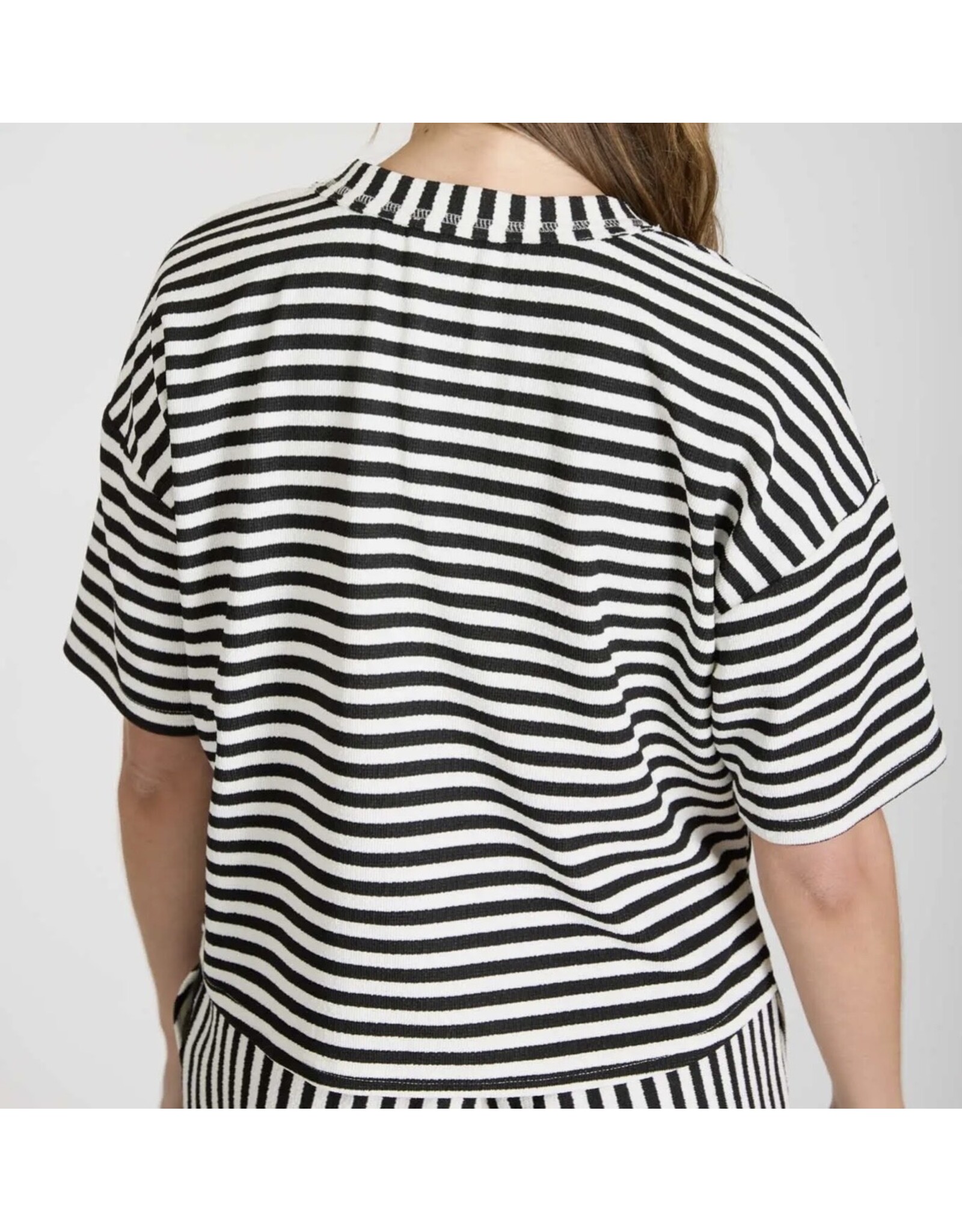 Blu pepper Stripe s/s boxy knit top