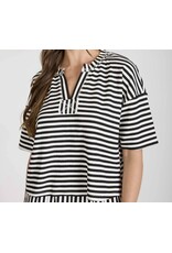 Blu pepper Stripe s/s boxy knit top