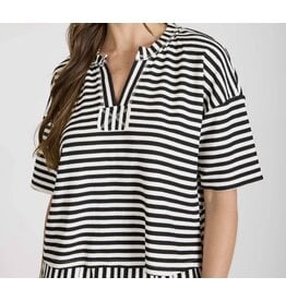 Blu pepper Stripe s/s boxy knit top