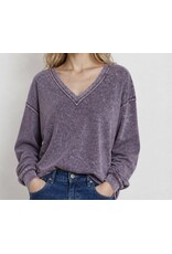 Blu pepper Washed Inverted Seam L/S knit top